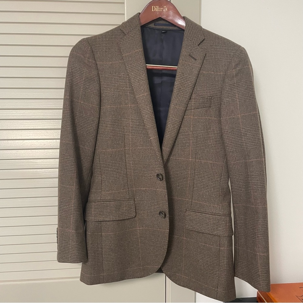 English Wool Patterned J.Crew Blazer, 34S, Brown